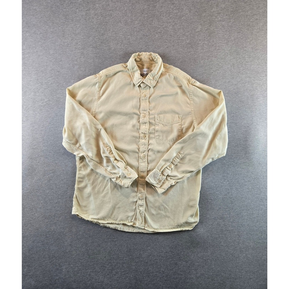 Wax London Button Down Shirt Mens XL Cream Tencel Long Sleeve Made in Portugal
